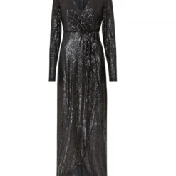 Mela Black Sequin Wrap Maxi Dress -Cheap My Dreamy Dress Store mela black sequin wrap maxi dress p10855 108853 image