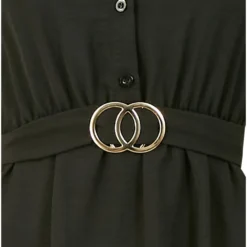 Mela Black Shirt Dress With Gold Buckle Belt -Cheap My Dreamy Dress Store mela black shirt dress with gold buckle belt p179 113479 image