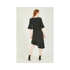 Mela Black Wrap Dropped Sleeve Dress -Cheap My Dreamy Dress Store mela black wrap dropped sleeve dress p9511 104810 image