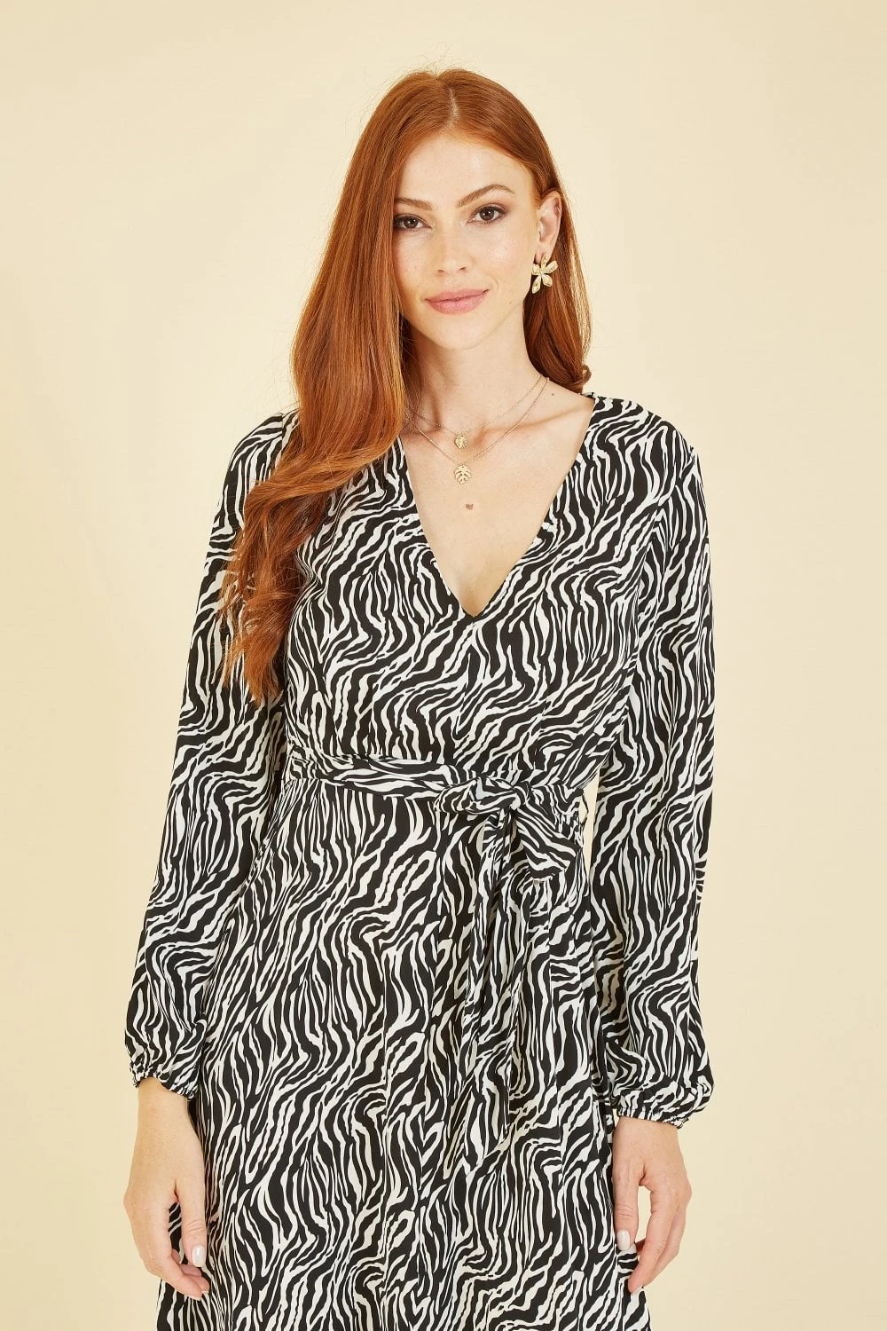 Mela Black Zebra Print Midi Dress 2 Mela Black Zebra Print Midi Dress - Image 2