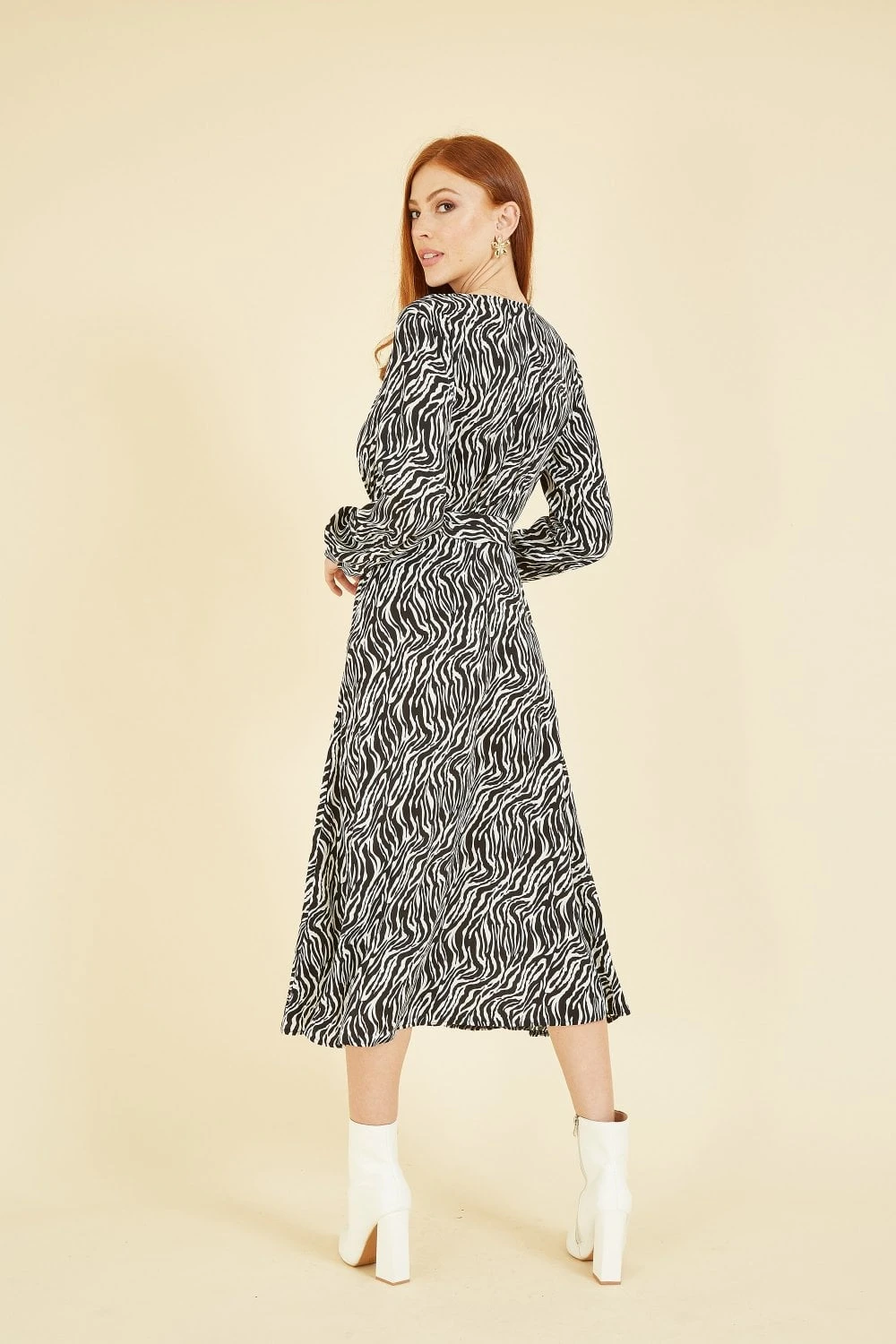 Mela Black Zebra Print Midi Dress 3 Mela Black Zebra Print Midi Dress - Image 3