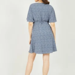 Mela Blue Abstract Dot Wrap Dress -Cheap My Dreamy Dress Store mela blue abstract dot wrap dress p10244 111954 image
