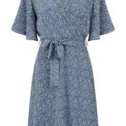 Mela Blue Abstract Dot Wrap Dress -Cheap My Dreamy Dress Store mela blue abstract dot wrap dress p10244 111955 image