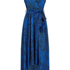 Mela Blue Animal Print Dip Hem Midi Wrap Dress -Cheap My Dreamy Dress Store mela blue animal print dip hem midi wrap dress p15022 126575 image