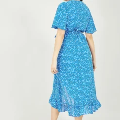 Mela Blue Ditsy Daisy Wrap Front Midi Dress -Cheap My Dreamy Dress Store mela blue ditsy daisy wrap front midi dress p12276 112995 image