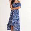 Mela Blue Ditsy Floral High Low Dress