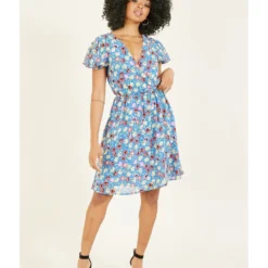 Mela Blue Floral A-line Dress