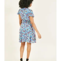 Mela Blue Floral A-line Dress -Cheap My Dreamy Dress Store mela blue floral a line dress p8043 69350 image