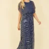 Mela Blue Shimmer Maxi Dress