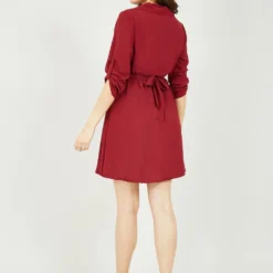 Mela Burgundy Gold Belted Shirt Dress -Cheap My Dreamy Dress Store mela burgundy gold belted shirt dress p11275 116051 image