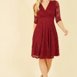 Mela Burgundy Lace Skater Dress 9 Mela Burgundy Lace Skater Dress -Cheap My Dreamy Dress Store mela burgundy lace skater dress p17288 136674 image