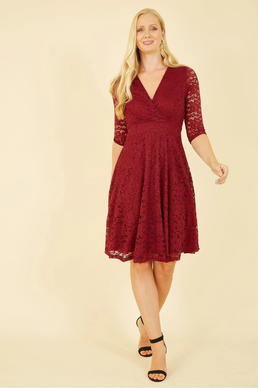Mela Burgundy Lace Skater Dress 5 Mela Burgundy Lace Skater Dress - Image 5