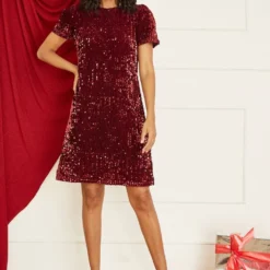 Mela Burgundy Sequin Tunic Dress -Cheap My Dreamy Dress Store mela burgundy sequin tunic dress p16308 136701 image