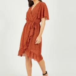 Mela Dash Print Wrap Dress