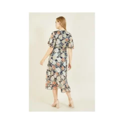 Mela Floral Lurex Print Wrap Over Midi Dress -Cheap My Dreamy Dress Store mela floral lurex print wrap over midi dress p103 384 image