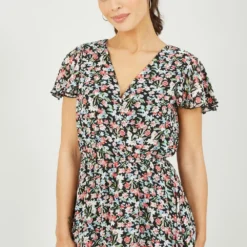 Mela Floral Print Wrap Skater Dress -Cheap My Dreamy Dress Store mela floral print wrap skater dress p10397 111890 image