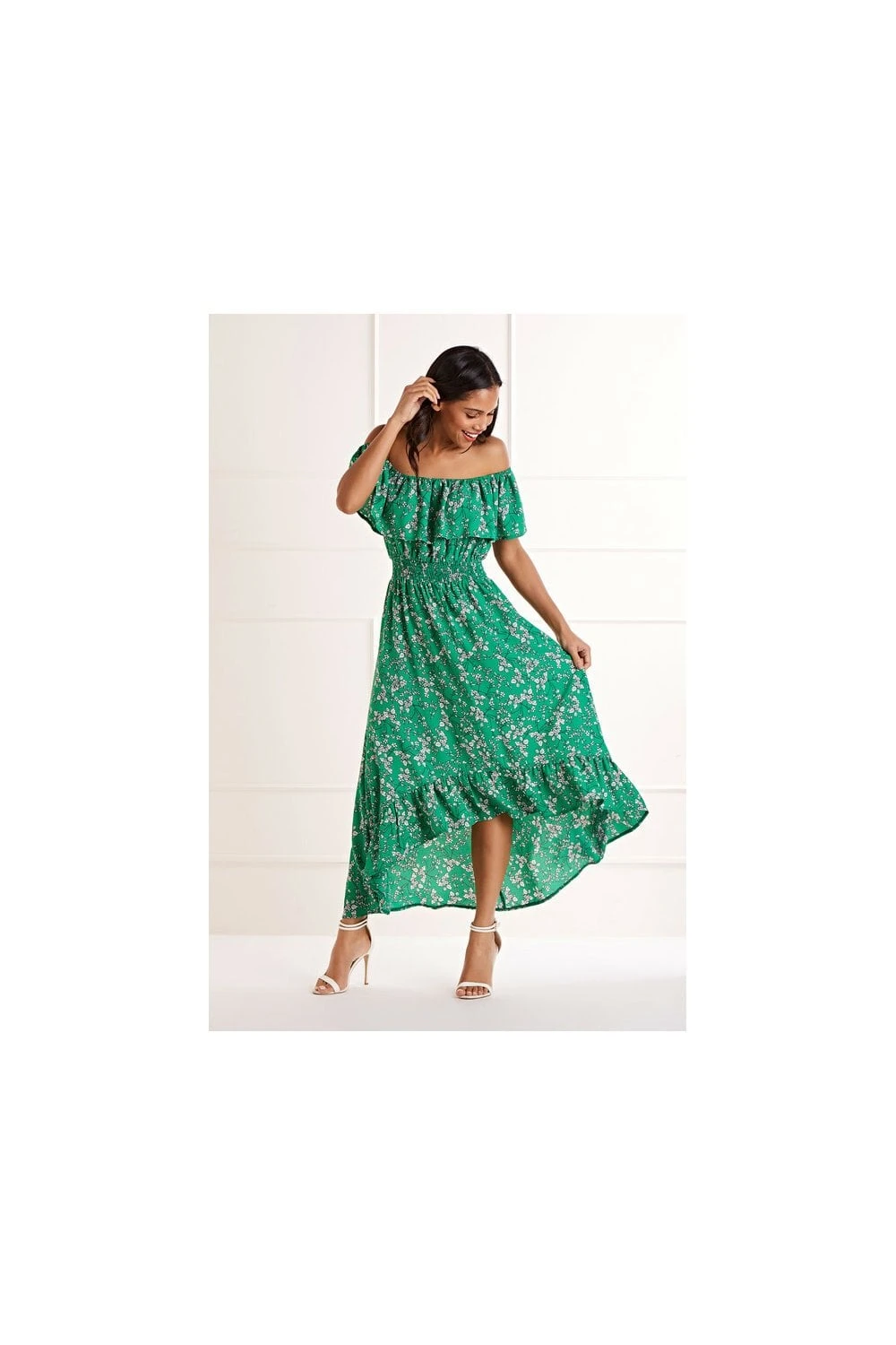 Mela Green Bardot Asymmetric Maxi Dress 4 Mela Green Bardot Asymmetric Maxi Dress - Image 4