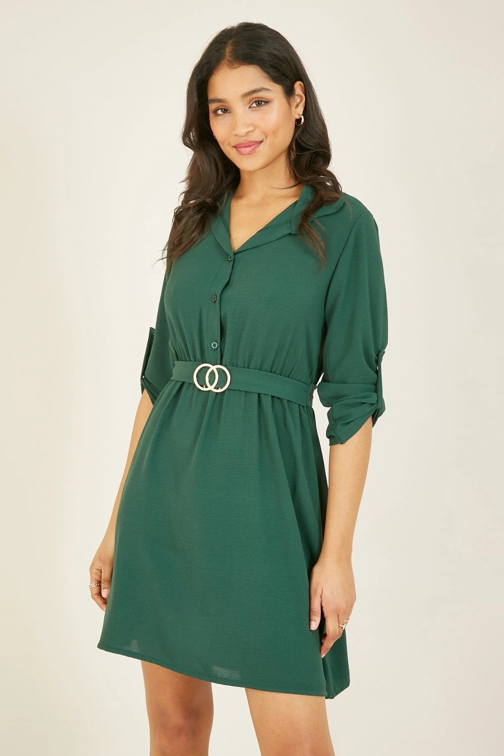 Mela Green Belted Shirt Dress 1 Mela Green Belted Shirt Dress