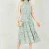 Mela Green Ditsy Floral Halter Neck Midi Dress