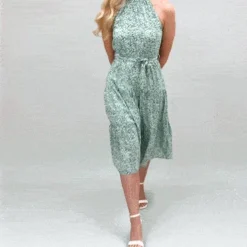 Cheap My Dreamy Dress Store -Cheap My Dreamy Dress Store mela green ditsy floral halter neck midi dress p12213 113774 image