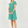 Mela Green Ditsy Floral Skater Dress