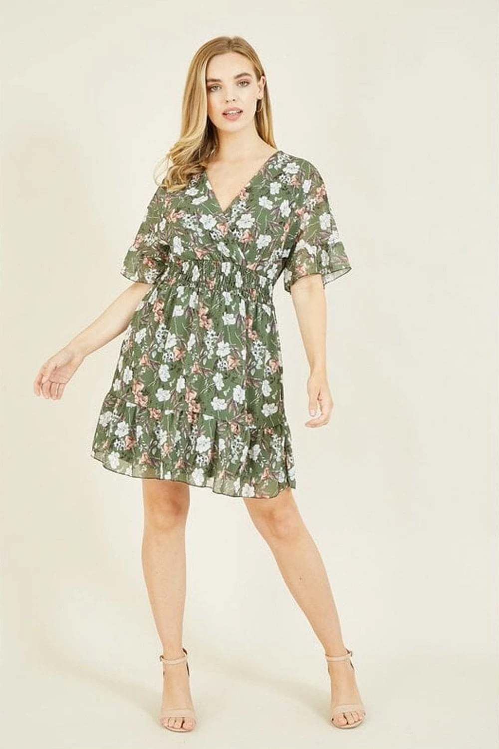Mela Green Floral Print Wrap Dress 1 Mela Green Floral Print Wrap Dress