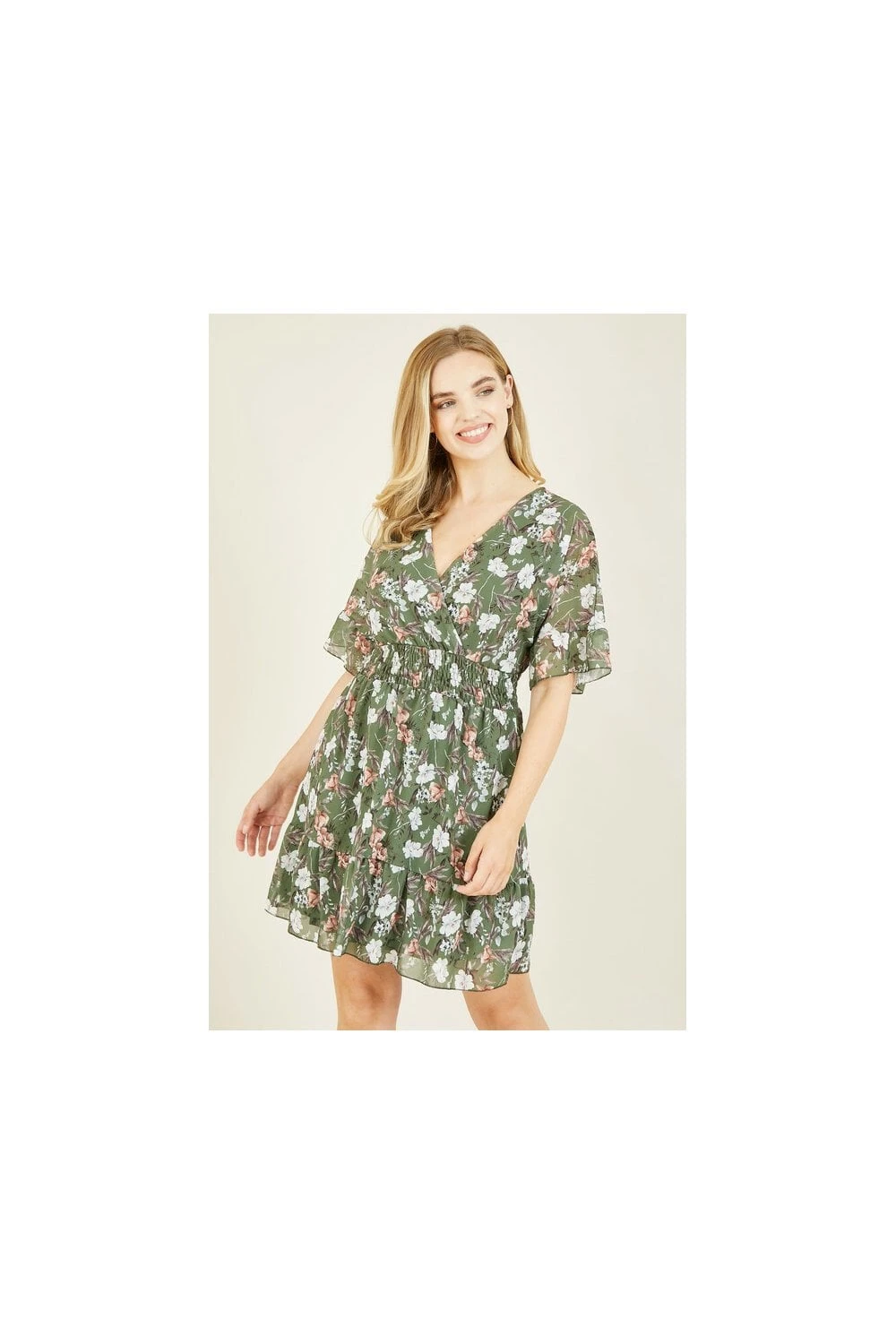 Mela Green Floral Print Wrap Dress 2 Mela Green Floral Print Wrap Dress - Image 2
