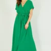 Mela Green Kimono Sleeve Midi Dress