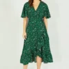 Mela Green Leopard Print Wrap Dress
