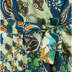 Mela Green Patchwork Paisley Satin Wrap Effect Midi Dress -Cheap My Dreamy Dress Store mela green patchwork paisley satin wrap effect midi dress p19038 144165 image