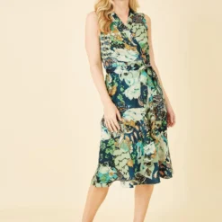 Mela Green Patchwork Paisley Satin Wrap Effect Midi Dress -Cheap My Dreamy Dress Store mela green patchwork paisley satin wrap effect midi dress p19038 145396 image