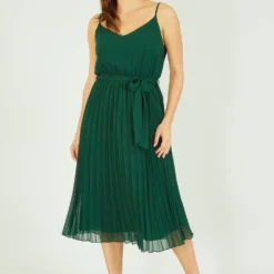 Mela Green Pleated Strappy Midi Dress -Cheap My Dreamy Dress Store mela green pleated strappy midi dress p14949 125398 image