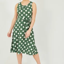 Mela Green Polka Dot Sleeveless Midi Dress -Cheap My Dreamy Dress Store mela green polka dot sleeveless midi dress p10394 111816 image