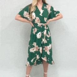 Mela Green Rose Printed Bubble Crepe Wrap Effect Dress 9 Mela Green Rose Printed Bubble Crepe Wrap Effect Dress -Cheap My Dreamy Dress Store mela green rose printed bubble crepe wrap effect dress p10563 105083 image