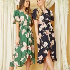 Mela Green Rose Printed Bubble Crepe Wrap Effect Dress 10 Mela Green Rose Printed Bubble Crepe Wrap Effect Dress -Cheap My Dreamy Dress Store mela green rose printed bubble crepe wrap effect dress p10563 110451 image