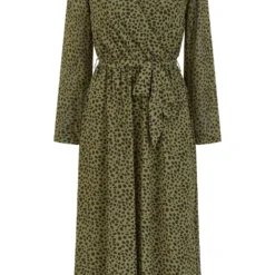 Yumi Mela Khaki Animal Print Long Sleeve Midi Dress -Cheap My Dreamy Dress Store mela khaki animal print long sleeve midi dress p16272 131840 image