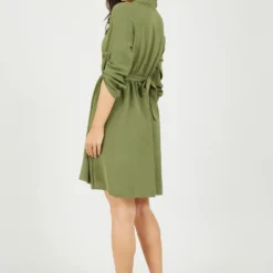 Mela Khaki Circle Ring Belted Shirt Dress -Cheap My Dreamy Dress Store mela khaki circle ring belted shirt dress p10403 111713 image