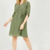 Mela Khaki Green Zip Detail Tunic Dress