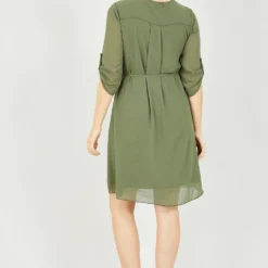 Mela Khaki Green Zip Detail Tunic Dress -Cheap My Dreamy Dress Store mela khaki green zip detail tunic dress p10851 108912 image