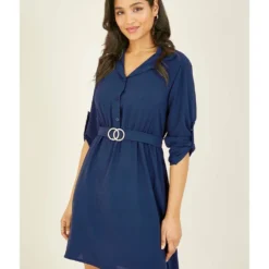 Mela Navy Belted Shirt Dress -Cheap My Dreamy Dress Store mela navy belted shirt dress p7548 67492 image