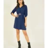 Mela Navy Belted Shirt Dress