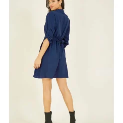 Mela Navy Belted Shirt Dress -Cheap My Dreamy Dress Store mela navy belted shirt dress p7548 67494 image
