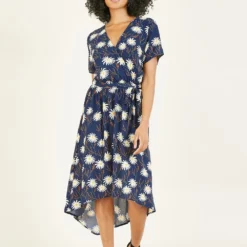 Mela Navy Daisy Print Wrap Midi Dress -Cheap My Dreamy Dress Store mela navy daisy print wrap midi dress p107 113491 image
