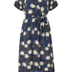 Mela Navy Daisy Print Wrap Midi Dress -Cheap My Dreamy Dress Store mela navy daisy print wrap midi dress p107 113495 image