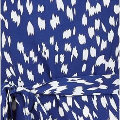 Mela Navy Dash Print Dress With Fluted Sleeve -Cheap My Dreamy Dress Store mela navy dash print dress with fluted sleeve p10245 111962 image
