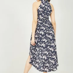 Mela Navy Floral Halter Neck High Low Dress -Cheap My Dreamy Dress Store mela navy floral halter neck high low dress p12193 112618 image