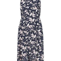 Mela Navy Floral Halter Neck High Low Dress -Cheap My Dreamy Dress Store mela navy floral halter neck high low dress p12193 112620 image