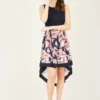 Mela Navy Flower High Low Dress