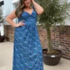Mela Navy Paisley Jersey Maxi Dress
