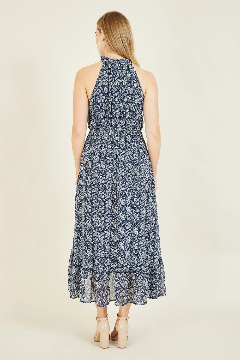 Mela Navy Paisley Midi Halter Dress 5 Mela Navy Paisley Midi Halter Dress - Image 5